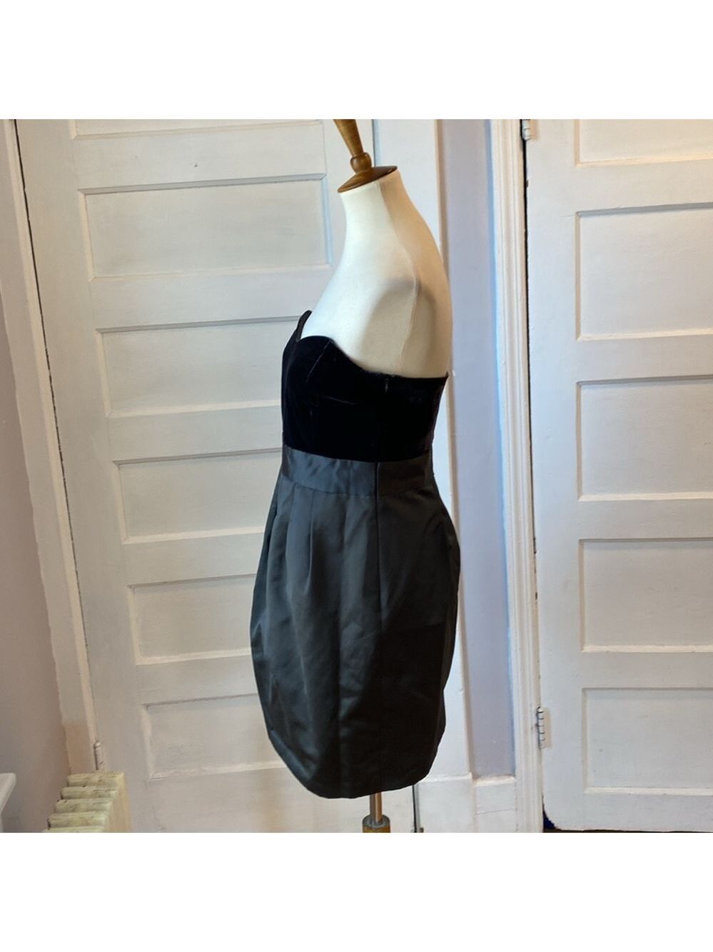 NWT Theory Chanesa Velvet & Silk Dark Brown Strapless Dress, Size 12 - Picture 10 of 17
